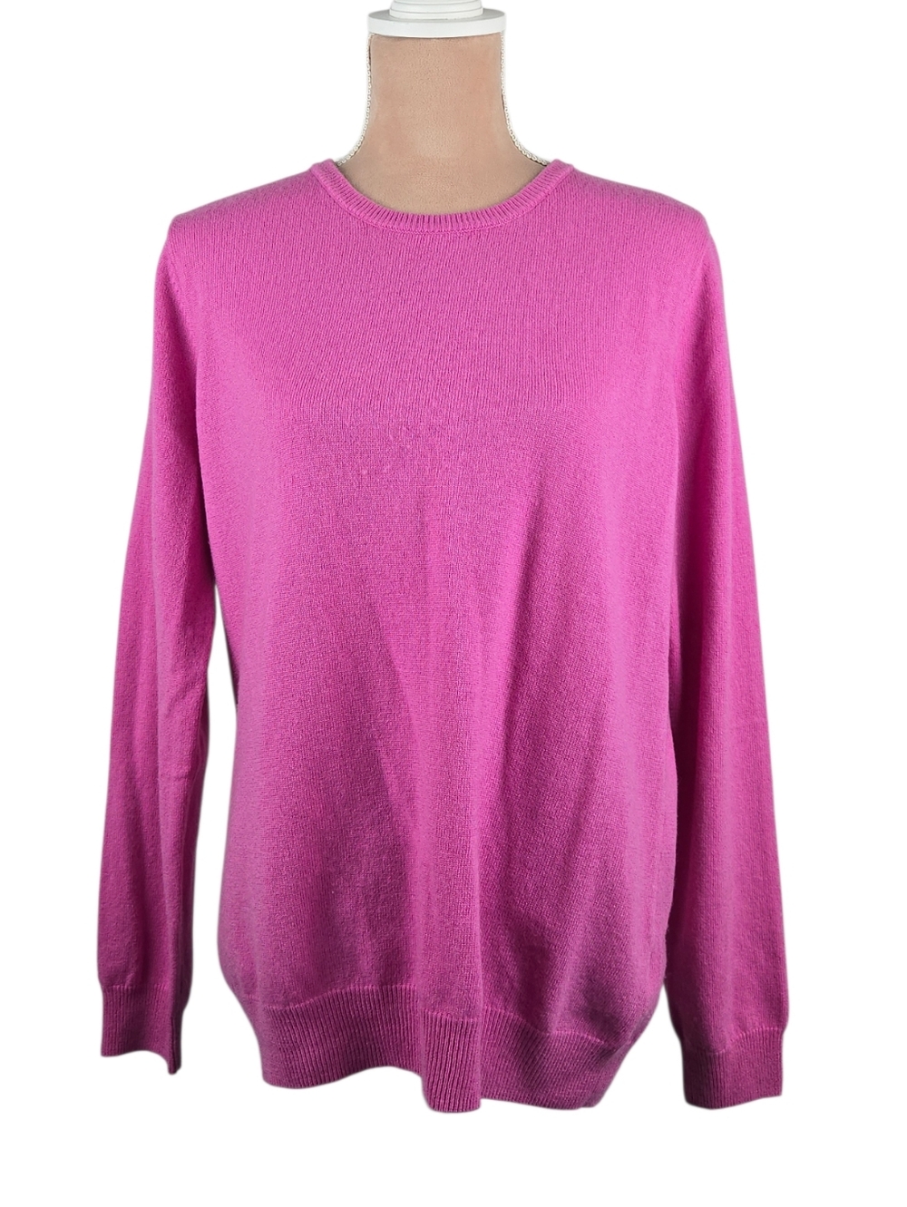 WoolOvers Cashmere and Merino Crew Neck Knitted Sweater Pink Size Large